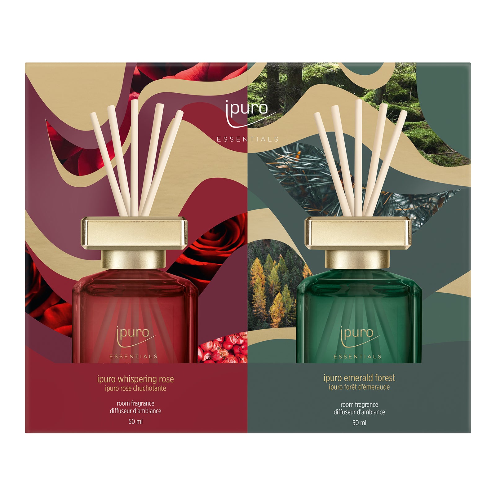 ESSENTIALS ipuro Whispering Rose & Emerald Forest Home Fragrance Set