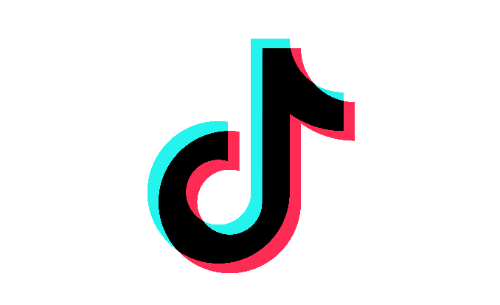 Das Bild zeigt das TikTok-Logo, eine stilisierte schwarze Musiknote mit cyanfarbenen und rosafarbenen Schatten, auf einem hellgrauen Hintergrund.